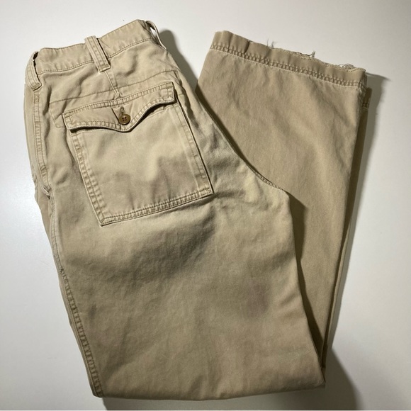 Abercrombie & Fitch Men’s 32R Khakis Chinos Tan Beige Distressed Y2K Zip Fly VTG - Picture 13 of 14